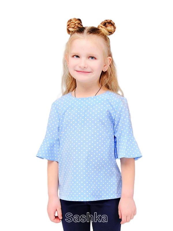 Блуза прямого покрою для дівчинки блакитна